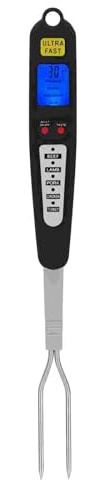 VIFERR Digital Meat Thermometer, Food Thermometer Fork with Dual Probes and LED Display for Grilling, Baking, Roasting, Steak, Jam, Cold Beer, Milk, Home, Restaurant, Camping