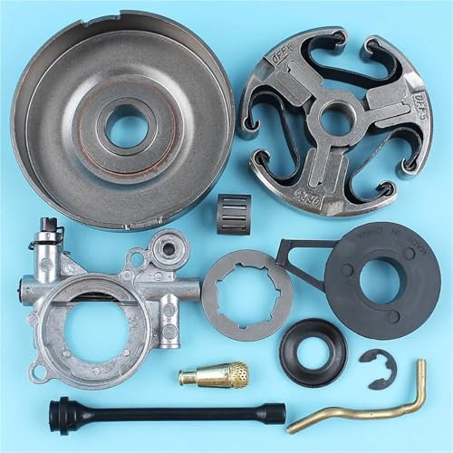LALAL Kit de engranaje helicoidal con rueda dentada y tambor de embrague de 3/8-7T for línea de filtro de bomba de aceite de motosierra Husqvarna 362 365 371 372 Herramientas eléctricas