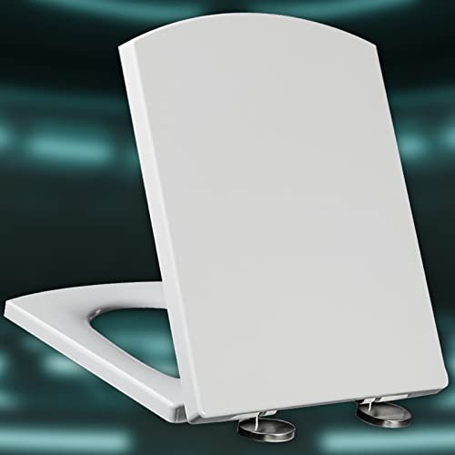 XCHSXYL Abattant WC à Fermeture Douce Blanc, abattant WC Universel à Fixation Rapide par Le Haut, Couvercle WC Blanc avec Couvercle, abattant WC livré avec Fixation, blanc-44~50 * 37cm