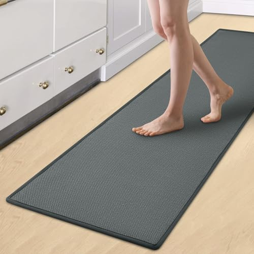 Viviheyday Küche Teppich, Teppich Waschbar, Läufer Flur rutschfest Absorbierend, Läufer Küche Leicht Zu Reinigen, 45x180cm, Dunkelgrau