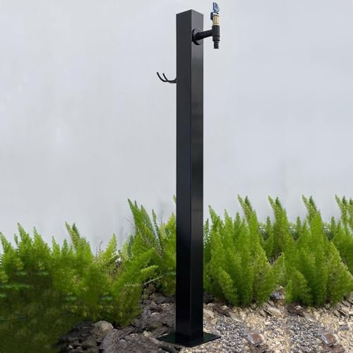 Generico Colonna d'Acqua da Giardino Indipendente con Rubinetto, Base Quadrata Spessa, Fontana da Esterno Facile da installare per Giardino e Parco, Design Grigio Resistente