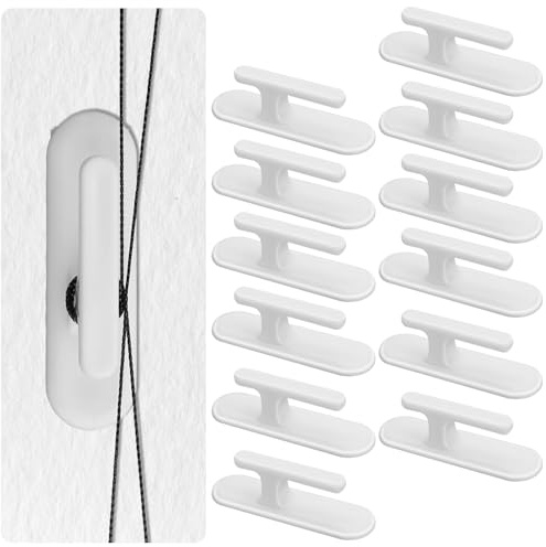 Aysatogc 12PCS Blind Cord Holder, Adhesive Safety Blind Cord Winder Twister Hooks Wind Up Blinds Cord Wrap Cleat Proofing Window Blinds String Holder for Home Office Kindergarten(White)