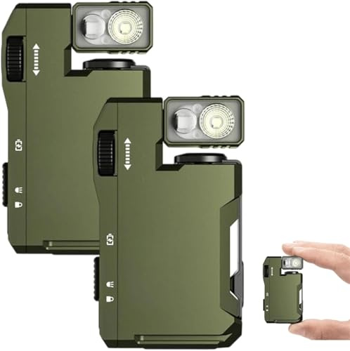 Lampe de poche rechargeable, 3 modes, 400 lumens EDC double lampe de poche avec RVB, étanchéité IP68, rotation à 180°, porte-clés magnétique portable pour urgence extérieure (vert)