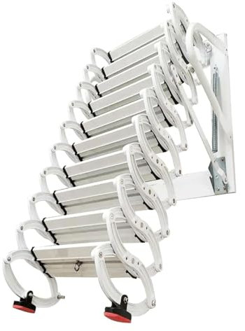 Escalera plegable que ahorra espacio, montaje en pared, escalera desplegable para ático, escalera manual para uso en interiores y exteriores, capacidad de carga de 880 libras, conveniente y diseño