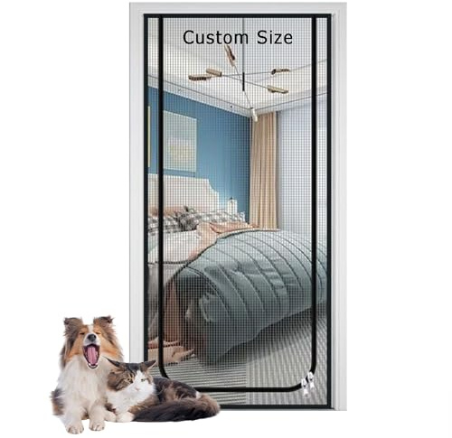 Custom Size Cat Dog Screen Door, Cat Scratch Proof Mosquito Mesh for Living Room Bedroom, Pet Screen Door with Zipper Prevent Pet Escape Door Curtains (W*H:70 * 200cm)