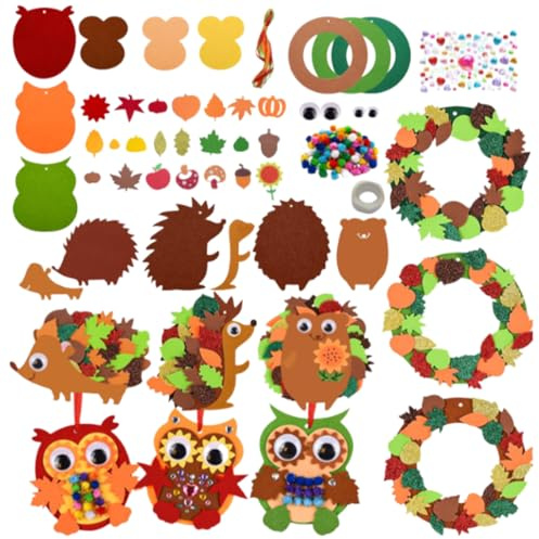 ZORVYN 1 Set Kit Créatif Hérisson pour Enfants, Activité Manuelle Automne avec Strass Autocollants, Loisir Créatif Filles Garçons Anniversaire et Décoration Artistique