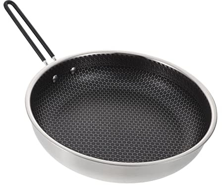 Gadpiparty 1pezzi Padella Nido d Ape in Acciaio Inox Manico in Gomma Antiaderente Per Friggere e Cucinare Facile Da Riporre e Trasportare