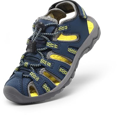 DREAM PAIRS Boys Girls Summer Outdoor Athletic Sport Sandals Walking Hiking Hook and Loop Adjustable Multicolor for Toddler/Little/Big Kids,Size 5 Big Kid,Dark Blue,160912-K