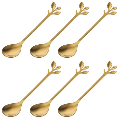DIYEAH 6 piezas Cucharas de Acero Inoxidable con Diseño de Doradas para Café Postres y Bebidas Cucharillas de Alimenticio para Té Helado y Café Utensilios Domésticos Versátiles y