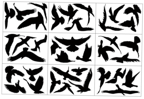 HOMOCONO Black Hummingbird Patterned Anti-Collision Window Decals 9 Sheets and Weather-Resistant Electrostatic Film with Static Cling Design for Bird Protection on Window Glass