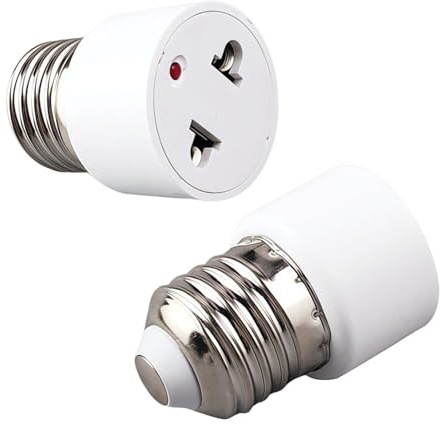 Quvxzy 2 Stück Lampe Steckdose Adapter Set, Lampensockel zu Steckdosen Konverter, E27 Verlängerung für Außenbereich, Terrasse & Garage, Weiße Schraubfassung