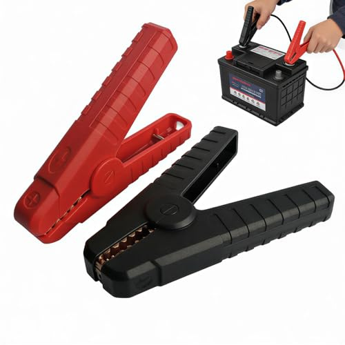 Pinzas de Cobre Resistente para Coche, 200 A, Óptimas para Baterías de Vehículos, Cable de Arranque de Alta Conductividad, Juego de Pinzas Grandes para Baterías con Excelente Sujeción 1 Roja y 1 Negra