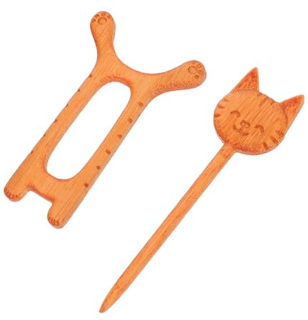 HANABASS Broche Chat en Bois Légère et Décorative Épingle à Châle Motif Animalier Accessoire Mode pour Pulls Écharpes et Gilets Bijou Naturel pour Femmes et Filles Finition Polie