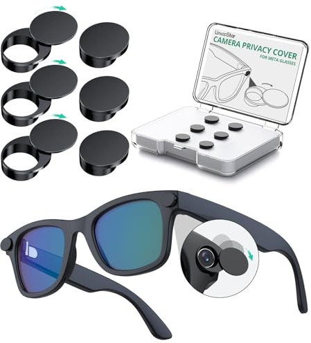Tapa de Webcam Rotativa 180° para Gafas Inteligentes Meta Gen 2 [Paquete de 6], Tapa de Luz LED Reutilizable para Wayfarer/Skyler/Headliner & Oakley Meta HSTN, Accesorios de Privacidad [Negro]