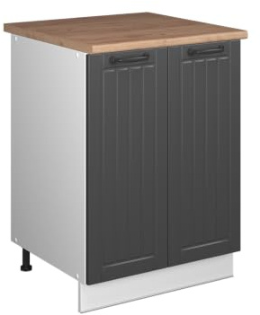 Vicco Spülenunterschrank Fame-Line, Dunkelgrau/Weiß, 60 cm