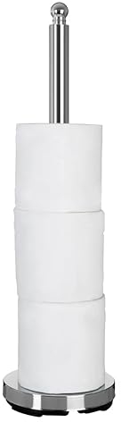 Premier Housewares Chrome Toilet Roll Holder Free Standing Multi Rolls Tall Toilet Roll Stand Wide Base Toilet Paper Holder for Washroom Loo Roll Holder Bathroom Accessory