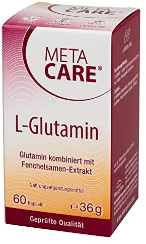 Meta Care L-Glutamin – Vegan – Hochdosiert – Ideal kombiniert mit Biotin und natürlichem Fenchelsamen-Extrakt – 60 Kapseln