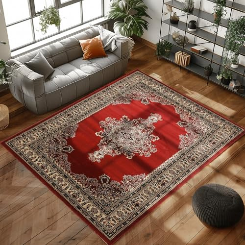 Orientmatta med klassisk design, vävd matta med orientaliska mönster för vardagsrummet, Färg: Röd, Storlek: 240 x 340 cm