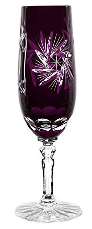 Sektglas Sektkelch Champagnerglas Sektflöte Schleuderstern 180 ml Violett Handgeschliffen Kristallglas