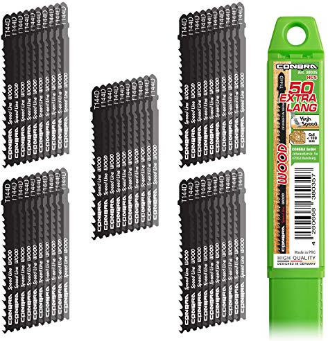 CONBRA® Lame per seghetto alternativo T144D (set da 50 pezzi) per legno – compatibili con Bosch & Makita - lame seghettate