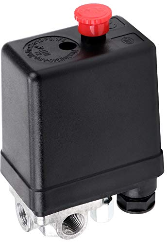 HSEAMALL AC 220V 15A 4 Port Air Compressor Pressure Switch Control Valve Regulator Replacement Parts for Fast Pressure Reduction 90-120 PSI