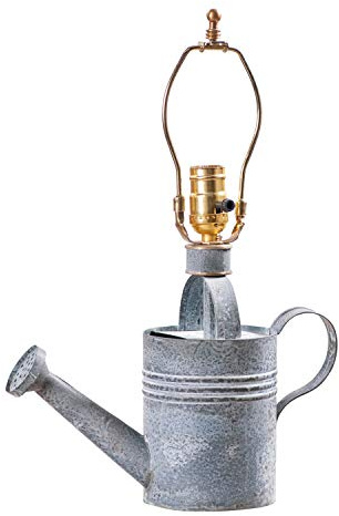 Irvins Country Tinware Watering Can Lamp Base in Weathered Zinc