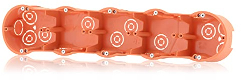Gerätedose Verbindungsdose Verteilerdose Hohlwanddose 5fach Fräsloch 68mm, Höhe 46mm, Orange IP30 650°C für Gibskarton-Platten & Holzwände, Inkl. Pfoten (Schrauben) kompatibel mit Deckel