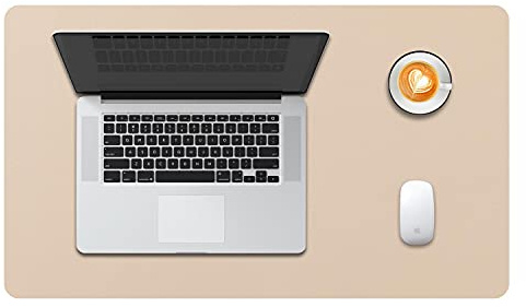 DOBAOJIA Schreibtischunterlage Beige, Schreibtischmatte, Desk Pad 60 x 35cm | Schreibtischschutz XL, Schreibblock, für Laptop/Tastatur/Maus/ Hause/ Büro, PU Leder Wasserdicht + Wildleder Rutschfest