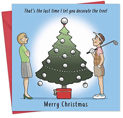 Twizler Lustige Weihnachtskarte mit Golf-Weihnachtsbaum – Lustige Golf-Weihnachtskarte – Humor Weihnachtskarte