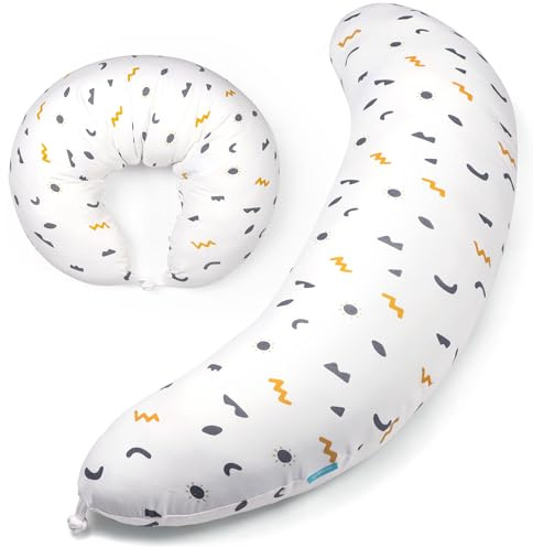BYRIVER Firm C Shaped Pregnancy Pillows for Sleeping, Belly Hip Leg Knee Support Side Sleeper Body Pillow, Cuddle Snuggle Maternity Pillow, Zipper Cooling Jersey Cotton Pillowcase, Gifts for Mom