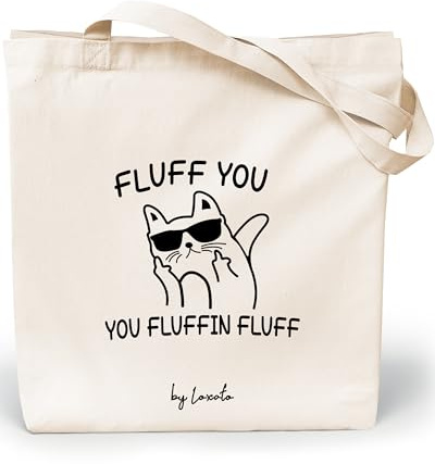 Loxato Jutebeutel Bedruckt - Stofftasche Baumwolle - Einkaufstasche Damen | Stoffbeutel, Baumwolltasche 100%, Canvas-Stoff 220 g/m2, Lange Henkel 70cm, Tragetasche, Einkaufsbeutel