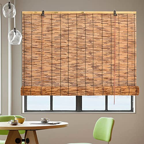 SYTH Bambus Rollo,Fenster Rollos für Innen,Balkontür Rollo,Bambusrollo Aussenbereich Wetterfest Sichtschutz Jalousine,50 60 70 80 90 100 110 120 130 140 cm breit,für Outdoor Garten Balkon Terrasse