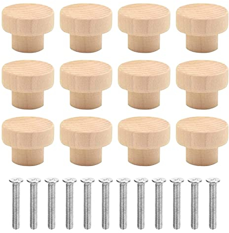 JieGuanG Möbelknöpfe Holz, 12 Stück Holz Schubladengriff, 35 x 26 mm Holzknöpfe Schrank Schrankknöpfe für kommode, Möbelgriffe holz