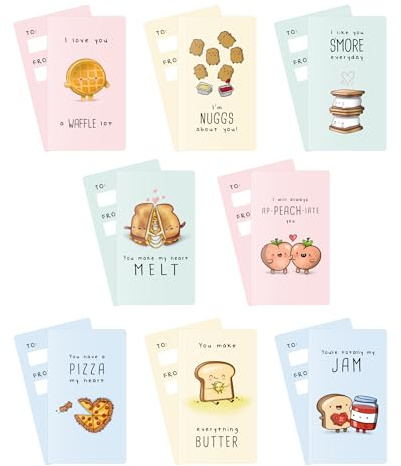 Gift Tags Cards for Birthdays Anniversary Easter, Funny Pun Mini Lunch Box Notecards Party Favors, Cute Small For Friends (Cute Food Mini Cards - 24 Cards)