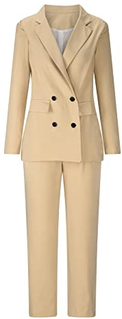 Hosenanzug Damen Festlich Elegant Locker Einfarbig Hosenanzüge Hose & Blazer Kombinationen Zweireihig Anzugjacke Bürojacke Anzughose OL Pendler Kostüm Business Arbeitsanzug Professionelle Kleidung