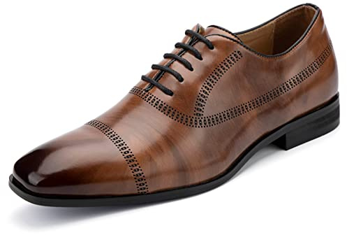 MEIJIANA Oxford Shoes Men Business Leather Shoes Formal Men's Lace-ups Casual Summer Shoes for Men, Brown-2,10 UK