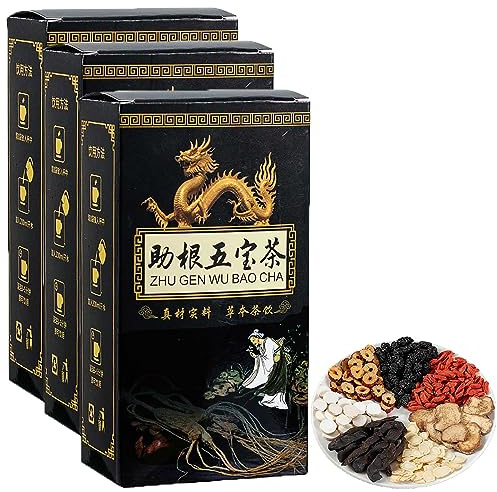 Ginseng Five Treasures Tee Nierentee, Leber und Nierenpflege Tee, Kräuter-Ginseng für Tonic Männer (3Box)