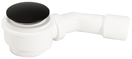 VBChome Bonde d'écoulement en acier inoxydable noir mat pour receveur de douche Ø 50 mm Bonde pop-up plate avec siphon anti-odeurs Accessoires de douche Noir mat Ø 50 mm