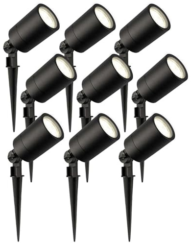 Ledvion - 9X LED Gartenstrahler, 4000K, Schwarz, 5W, IP65, inkl. Schnellanschluss