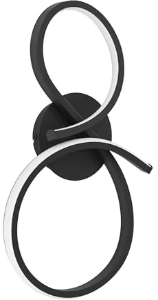 EGLO LED Wandleuchte innen Serpins, geschwungene Wandlampe | Wohnzimmerlampe aus Metall in Schwarz und Kunststoff in Weiß, warmweiß, 20,5 x 40 cm