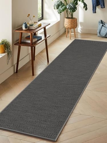 LEKEEPGO Küchenteppich 65x240cm, Küchenläufer, Teppich Läufer Küche, Grau | Rutschfest, Schmutzabweisend, Absorbierend, Auslaufsicher, Waschbar, Leicht zu Reinigen, Niedriger Stapel, für Küchen, Flur