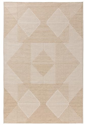benuta Nest Teppich Bronco - Creme 140x200 cm - Kunstfaser - Outdoor geeignet - Rechteckig & im Style: Geometrisch, Minimalistisch - Pflegeleicht für Wohnzimmer Schlafzimmer