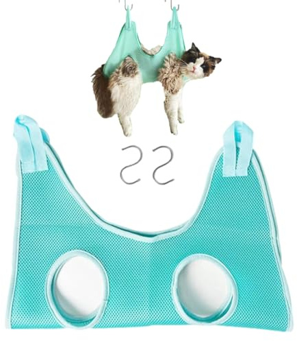 Hundepflege Hängematte, Haustierpflege-Hängemattengeschirr, Set für Kleine Hunde Krallen Friseur, Hängegeschirr für Nageltrimmen, Krallenschneider, Haustierpflege, XS, Smaragd