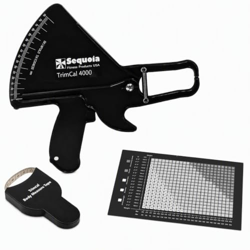 TrimCal 4000 Sequoia Caliper with Tape Measure - Precision (double-Sided Design) for Fitness Tracking and Black, Black