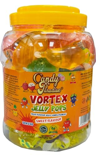 Jelly Pop Candies Jar 35g x 50 | Assorted Fruit-Flavored | Perfect for Parties & Gifting | Sweet Flavour | Fun Shaped Pops | All Age Group Fun | Easy to Store | Stocking Up Jar