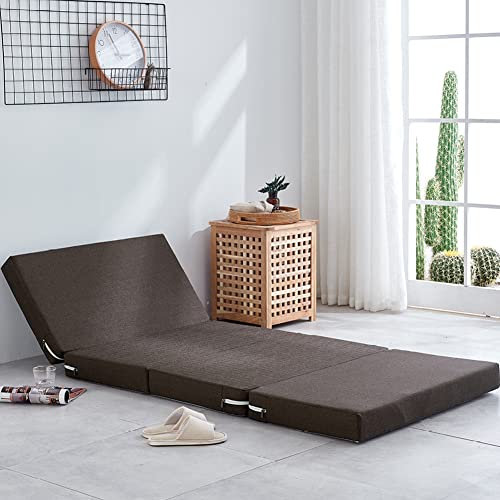 Tragbare zusammenklappbare Gästematratze, 200 cm lang, Klappbett mit abnehmbarem Bezug, rutschfeste Unterseite, Schaumstoff, faltbare Einzel-Futon-Bodenmatratze