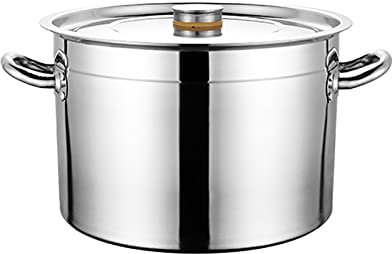 OWOHYG Stainless Steel Stock Pot with Lid, Polished, Compatible with Various Stoves, Stainless Steel Stock Pot with Cover, Silver (30 * 24cm(15L))