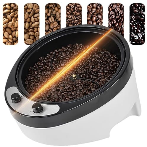 WOTZOV Electric Coffee Bean Roaster Home,0-240℃ Temperature 45° Slope Baking Coffee Bean Roasting Machines Type Mixing Rod W/Non-Stick Coating