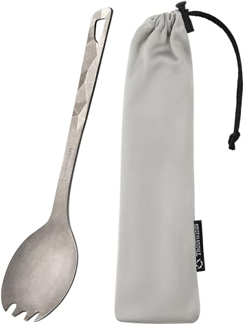 Thous Winds Titan Spork Leichtgewicht, Camping Gabel Löffel, Multifunktional Tragbare Spork mit Tasche, für Trekking, Picknick, Wandern, Spülmaschinenfest