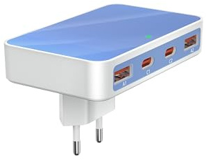 VPSUN USB C Ladegerät Flachstecker 4 Port,20WPD+18W QC Schnellladegerät | 4 Port Wandladegerät Netzteil 4-Port Charger dünner Ladestecker Mehrfach Stecker für iPhone , Samsung, iPad, Tablet